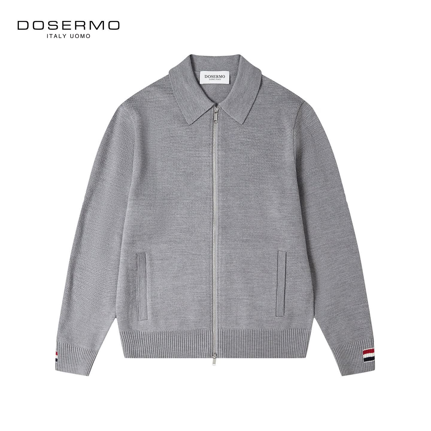 丹西摩(DOSERMO)轻奢男装含羊毛翻领针织休闲服男士外套
