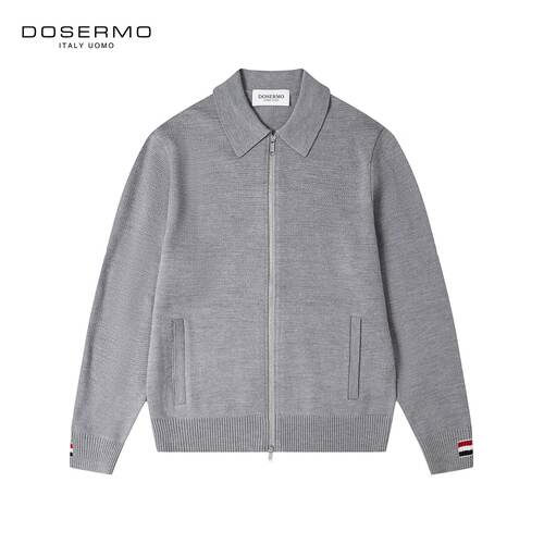 丹西摩（DOSERMO）轻奢男装含羊毛翻领针织休闲服男士外套