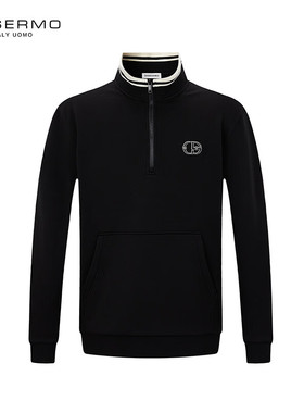 丹西摩（DOSERMO）轻奢男装半高领磨毛厚卫衣男士卫衣时尚百搭上