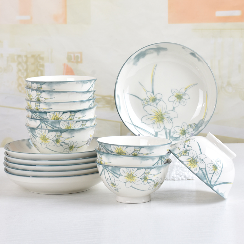 客家谣陶瓷碗盘中式餐具自由搭配