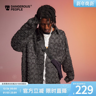 Dangerouspeople薛之谦dsp拼接毛边衬衫 格子外套 高级感潮男女春季