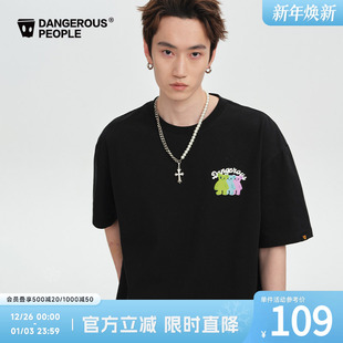 Dangerouspeople薛之谦dsp趣味三色小熊LOGO宽松百搭圆领短袖 T恤