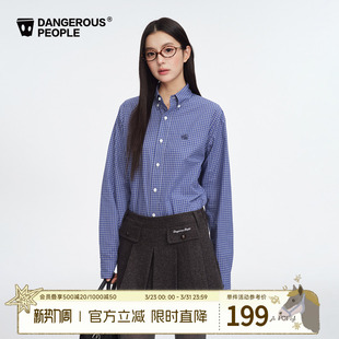 Dangerouspeople薛之谦dsp经典 复古学院风休闲百搭衬衣 格纹衬衫