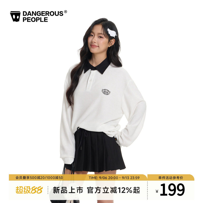 薛之谦dsp徽章小d刺绣长袖POLO衫图片
