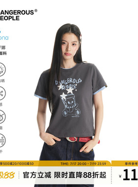 Dangerouspeople薛之谦dsp撞色手绘小熊印花索罗娜凉感短袖T恤女