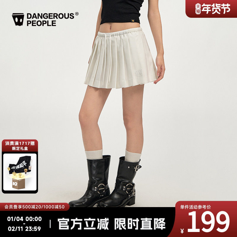 Dangerouspeople薛之谦dsp校园运动风百褶裙复古时尚百搭半身裙