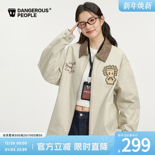 夹克美式 潮流底特律工装 复古翻领刺绣外套 男女款 薛之谦dsp新秋季