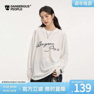 Dangerouspeople薛之谦dsp宽松字母印花长袖 T恤简约百搭潮流上衣