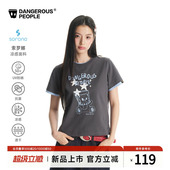 Dangerouspeople薛之谦dsp撞色手绘小熊印花索罗娜凉感短袖 T恤女