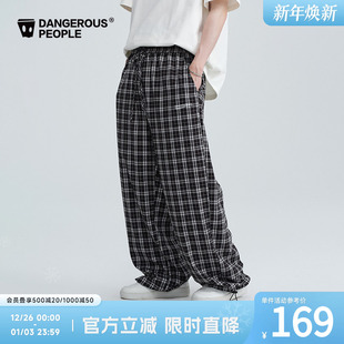 Dangerouspeople薛之谦dsp格纹字母抽绳长裤 潮牌宽松慵懒百搭下装