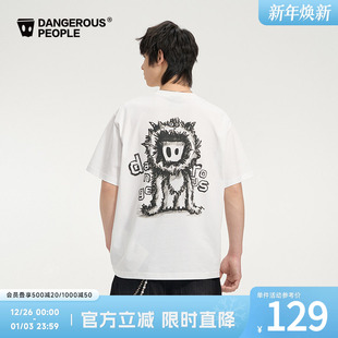 Dangerouspeople薛之谦dsp索罗娜凉感T恤趣味手绘小D圆领休闲短袖