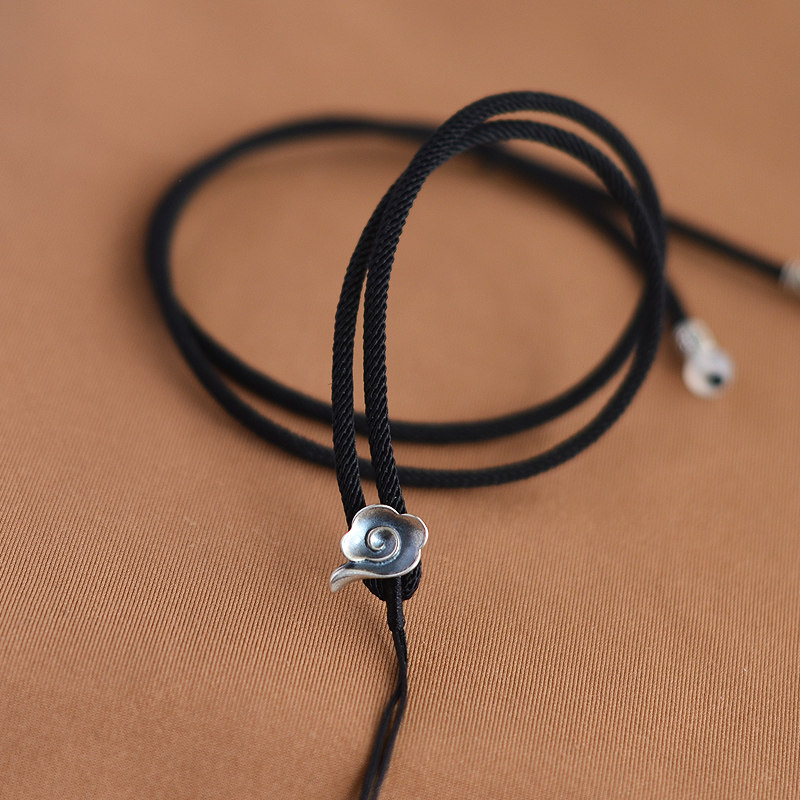 高档吊坠绳可调节挂绳祥云925银平安扣翡翠高货绳项链绳子玉石