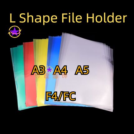 L Shape A4/FC Single Page Clip Plastic Document File Folder
