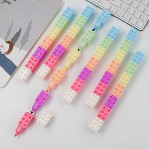 6pcs Building Block Highlighter Pen Set Fluorescent Marker L