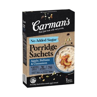 澳洲直邮Carmans Gourmet无糖低脂高纤维90秒即食早餐麦片8袋320g