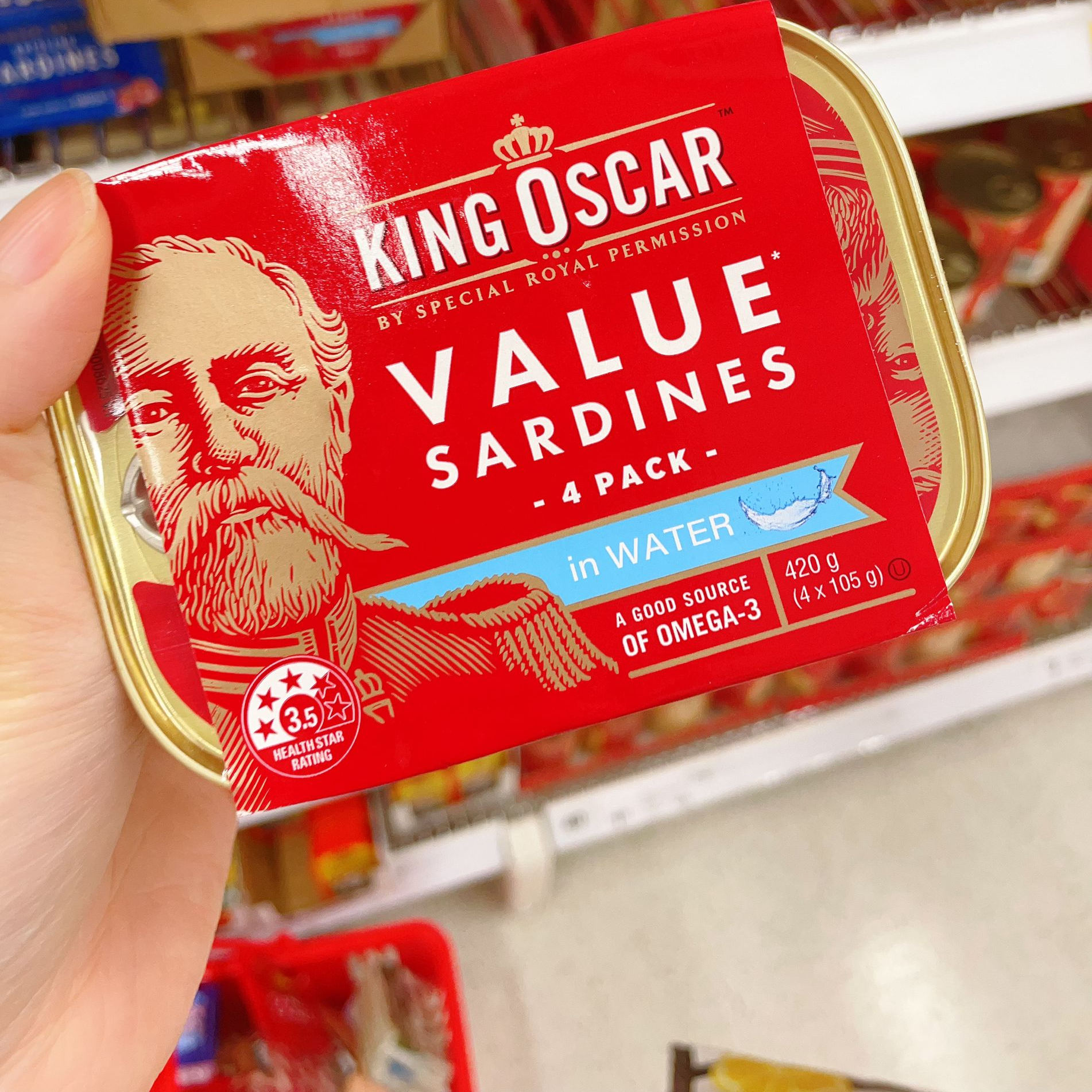 澳洲代购直邮 King Oscar 橡木烟熏沙丁鱼罐头 橄榄油番茄酱 105g