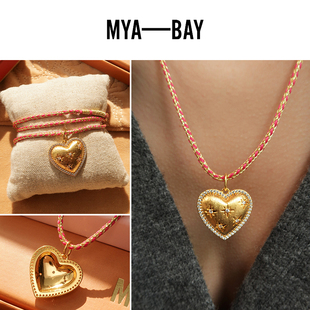比利时MYA BAY金属爱心吊坠项链镀24K金布契拉提工艺可叠戴锁骨链