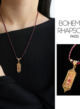 25秋冬新品石榴石可抽拉吊坠项链