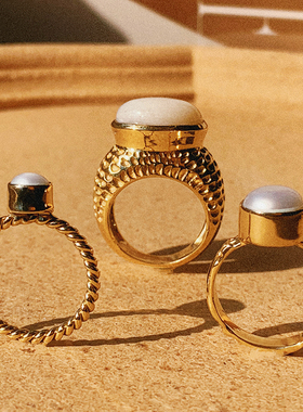 GemIsland彩色石头镀金戒指叠带