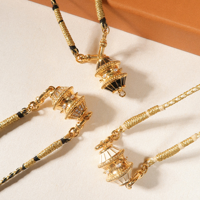 MYABAY黑金珐琅转运珠吊坠项链