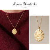 Louise Hendricks金币吊坠项链叶子镶钻锆石不规则小众复古高级感