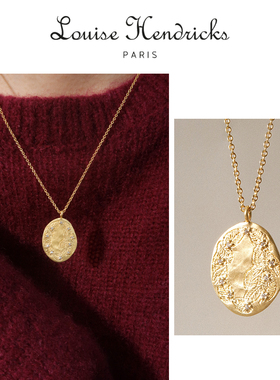 Louise Hendricks金币吊坠项链叶子镶钻锆石不规则小众复古高级感