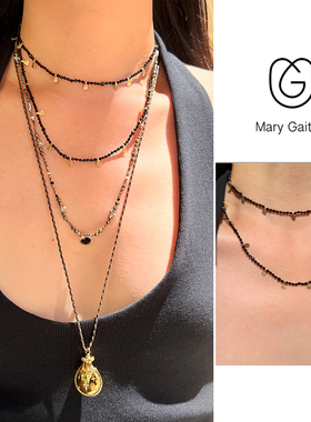 MaryGaitani手工锤痕金币项链