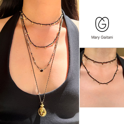 MaryGaitani手工锤痕金币项链