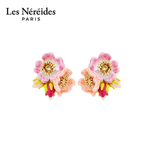 简约时尚 Les 耳钉耳夹 粉玫瑰 送女友 Nereides伊丽莎白玫瑰系列