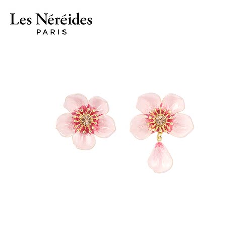 Les Nereides樱花限定系列 粉色樱花吊坠 耳钉