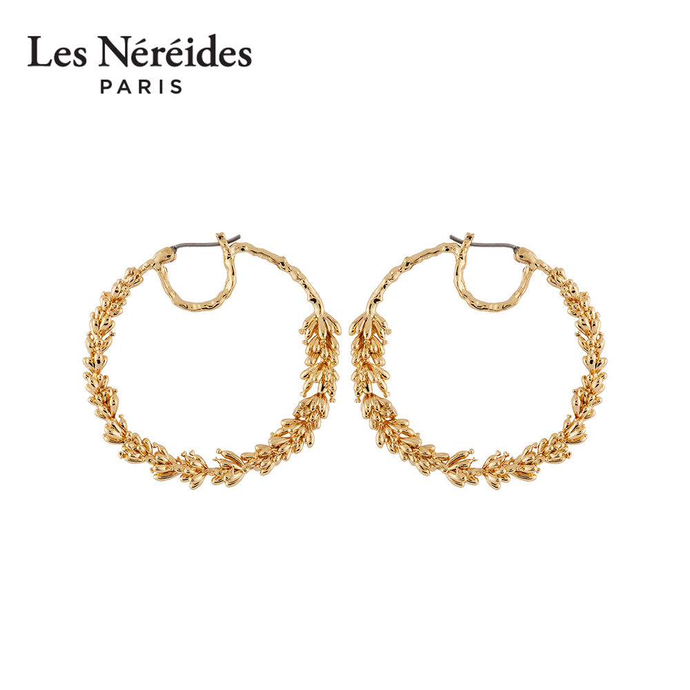 Les Nereides华丽自然系列 薰衣草圈圈耳环镀金黄铜送礼女时尚
