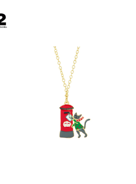 N2 by Les Nereides圣诞物语系列 红色邮筒与猫咪 项链