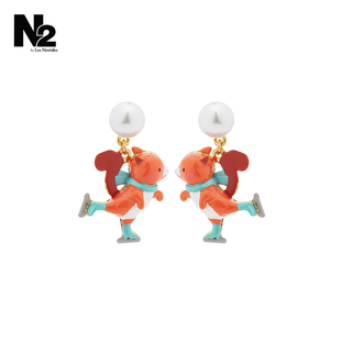 Nereides小矮人系列 Les 滑冰 小松鼠 珐琅彩绘设计 耳钉