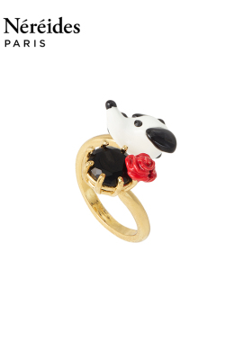 Les Nereides爱护小动物系列 斑点狗与红玫瑰 可调节戒指
