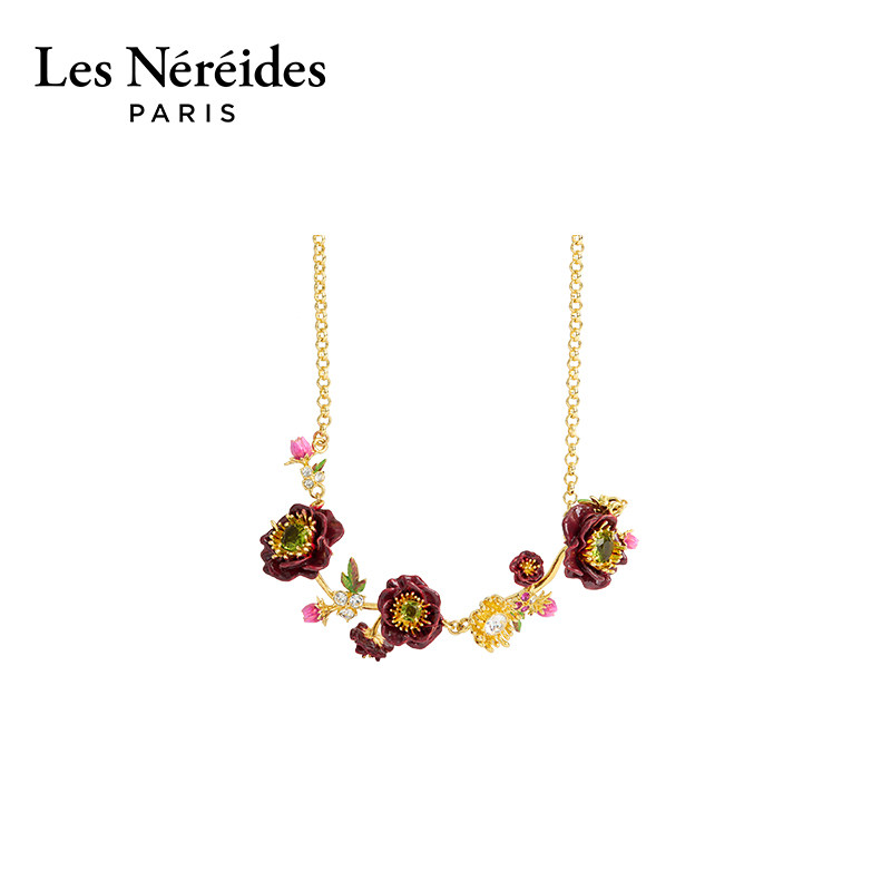 Les Nereides漫步巴比松系列 银莲花与玫瑰花蕾 项链