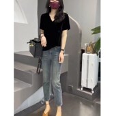 九分烟管裤 宽松v领t恤时尚 显瘦洋气 melis早秋新款 日系george