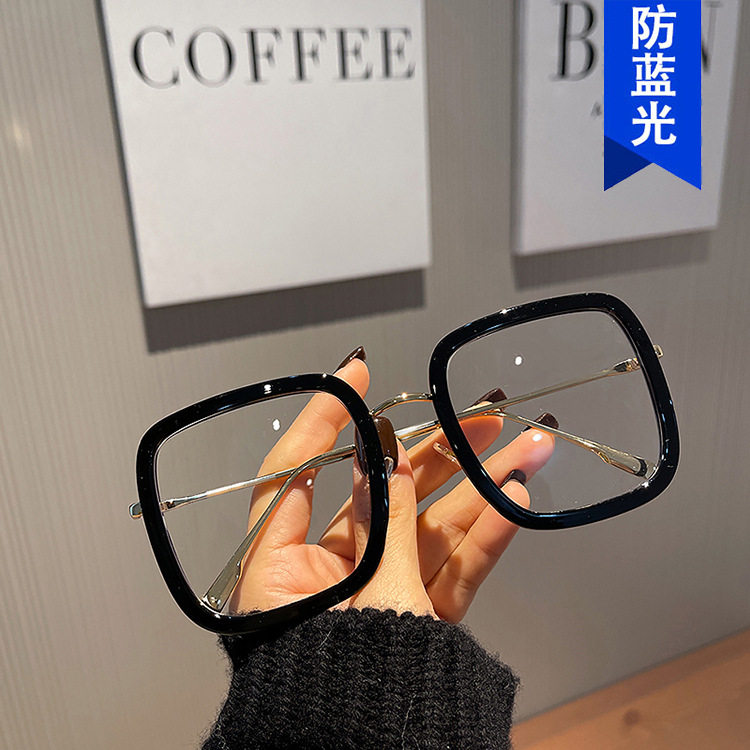 日系george melis方形防蓝光眼镜框新款粗框大脸显瘦时尚潮素颜