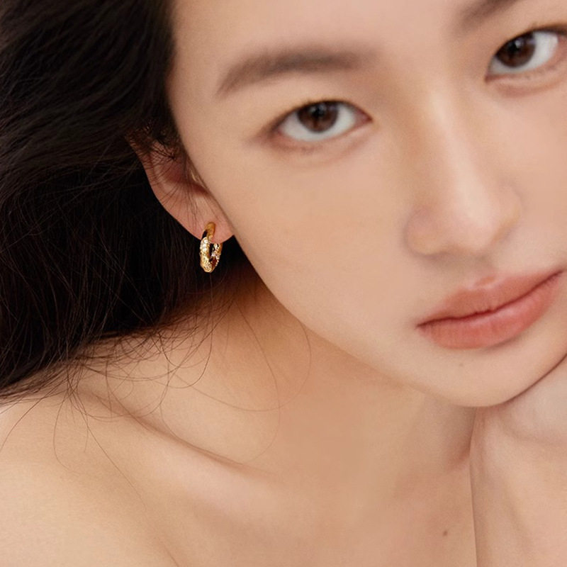 日系george melis破碎系列不规则镶钻耳钉女轻奢高级设计感时尚
