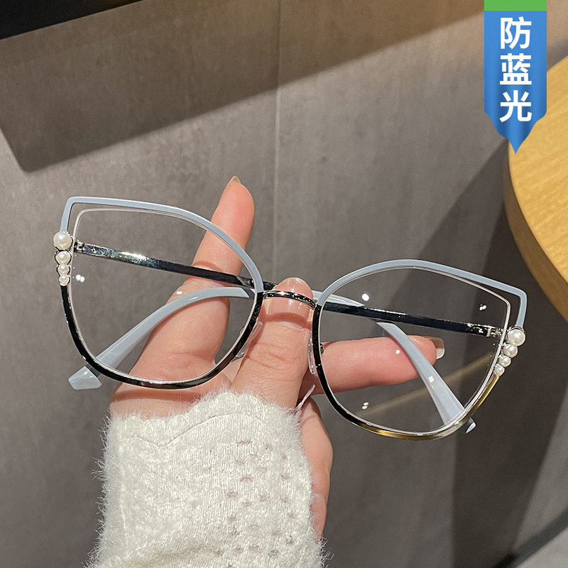 日系george melisins猫眼多边形眼镜框个性漆面涂装防蓝光眼镜