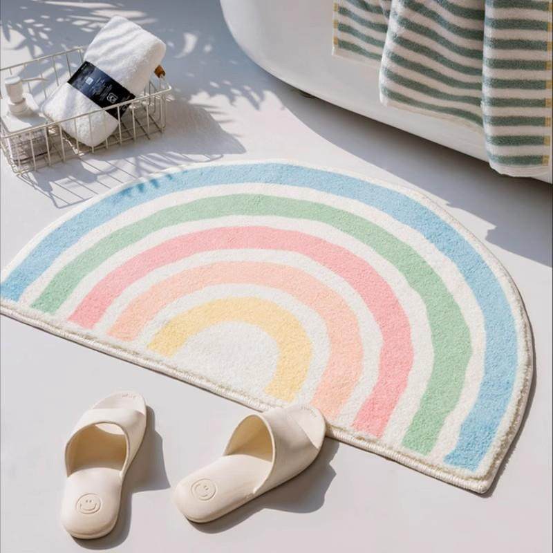 卡通浴室防滑垫仿羊绒地毯耐脏易打理卫生间厕所门口脚垫可