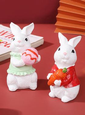 欧美万圣节兔子摆件花园庭院装饰树脂工艺品窗台微观盆景装饰雕塑
