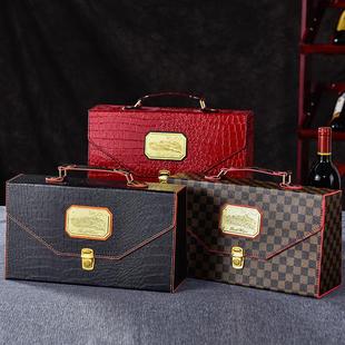 皮盒 750ml红酒通用包装 葡萄酒手提盒 礼盒 现货高端红酒包装