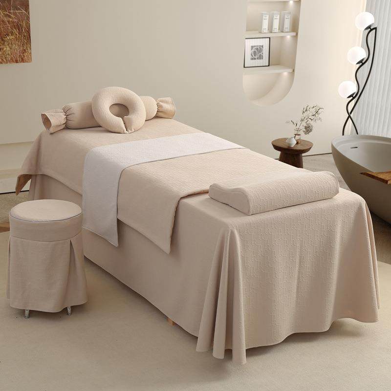 全棉针织棉美容床罩四件套高档简约美容院推拿按摩理疗洗头床单