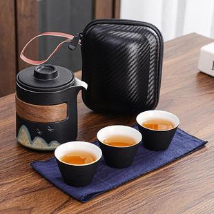 露营车载装 严选户外便携快客杯一壶三杯旅行茶具套装 备办公室茶壶
