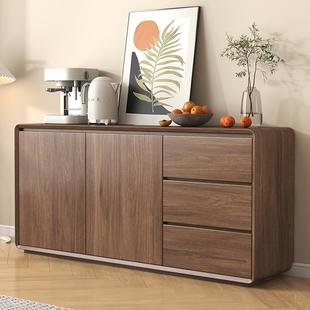 现代简约餐边柜胡桃色实木茶水柜酒柜厨房客厅置物柜储物柜收纳柜