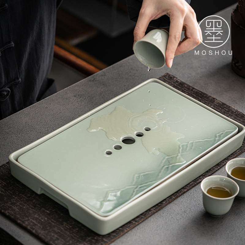 陶瓷创意茶盘 家用小型茶台茶托盘简约储水干泡盘功夫茶具茶海,餐饮具,茶盘,淘宝优惠券,粉丝福利购,淘宝优惠卷