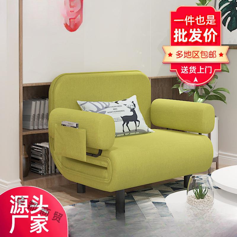 布艺沙发床简易带扶手客厅沙发办公室出租房小户型两用折叠沙发