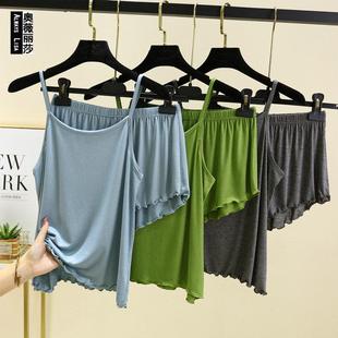 宽松家居服两件套 严选睡衣套装 女季 内搭吊带休闲短裤 打底衫