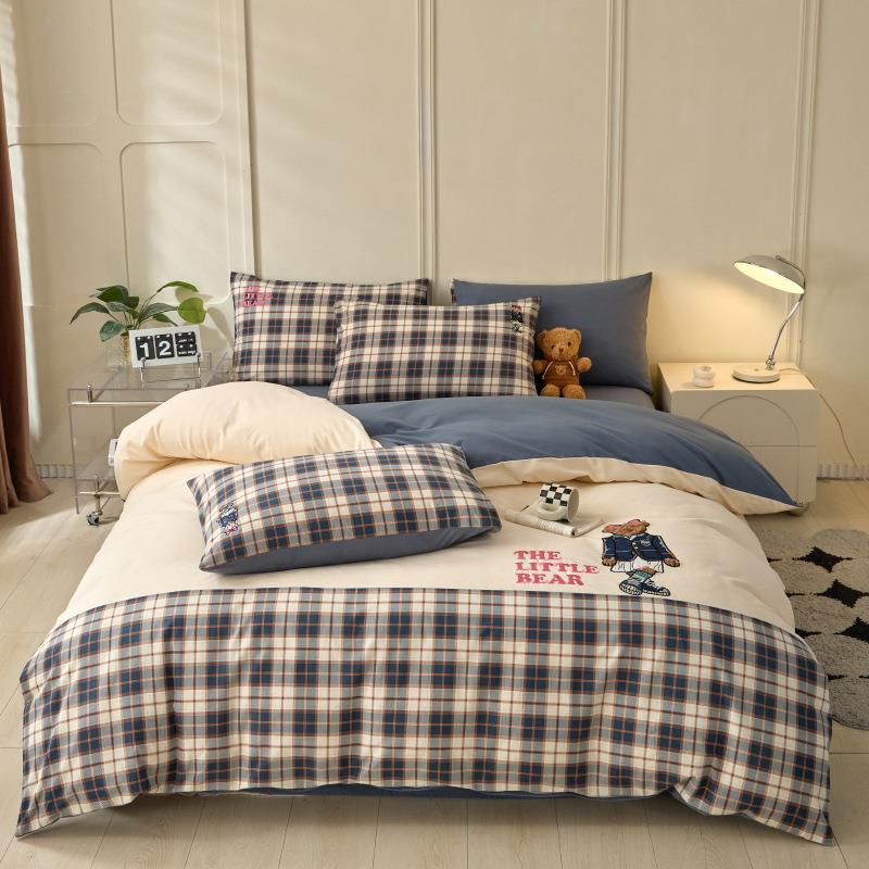 A类母婴级纯棉四件套床笠款全棉卡通床单被套家用四季全棉三件套