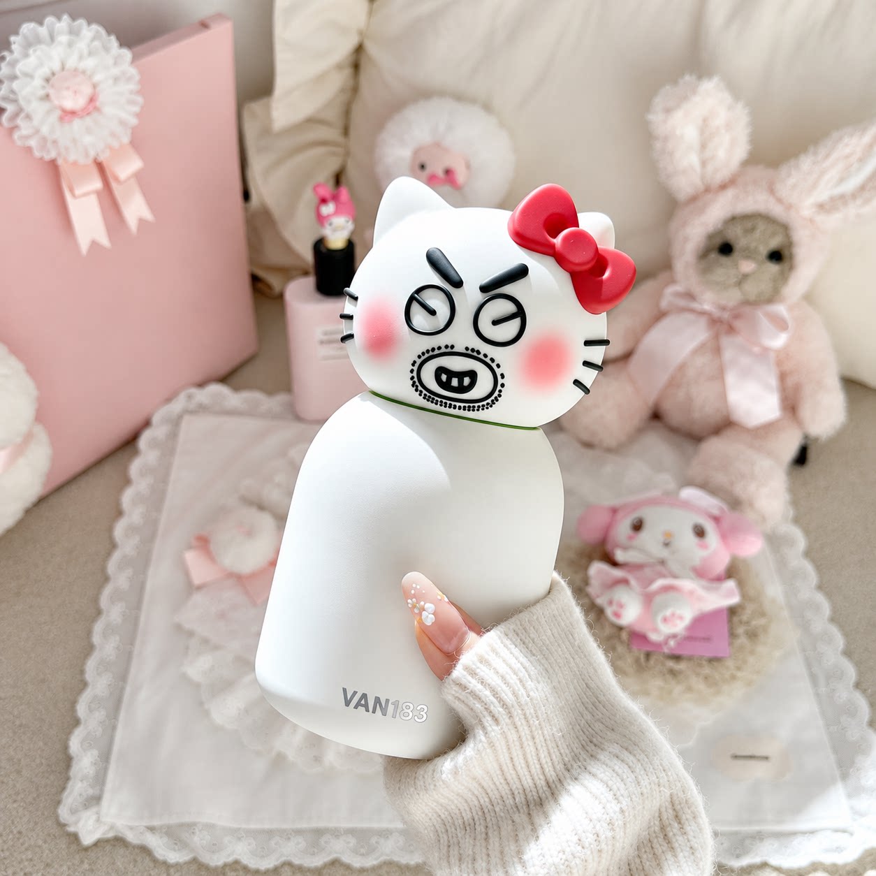 Yanis3抽象搞怪咖啡保温杯生日礼物胡茬猫水杯圣诞节饮水小巧便携